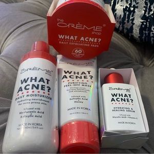 The Creme Shop What Acne? Bundle Set of 4 Moisturizer, Serum, Mask, & Pads